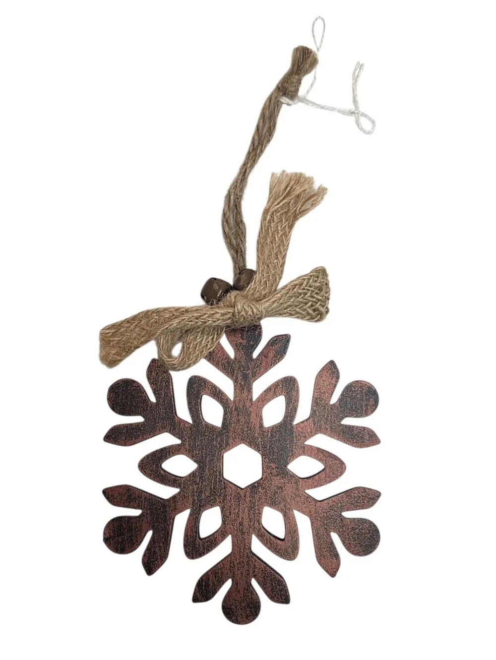 Christmas Ornament Rustic Brushed Bronze Metal Snowflake Holiday Decor Accents